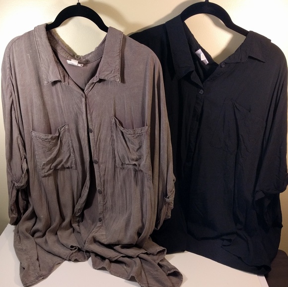 LuLaRoe Tops - Lot of 2. 3XL Lularoe Amy Button Down Black